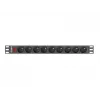 Strāvas sadales iekārta LANBERG PDU-09E-0300-BK — 9x E tipa rozetes, 16 A, 220–250 V, 3 m kabelis, 1U statīvs, 19 collas