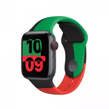 Siksna Apple 44mm Melns Unity Sport Band S/M Melna Zaļa Sarkana