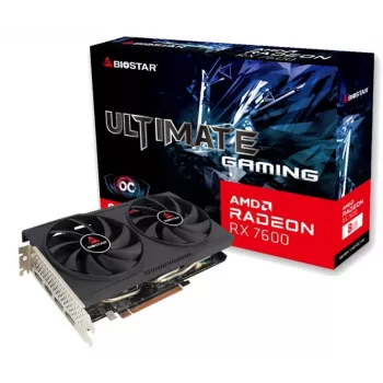 Grafikas karte BIOSTAR Radeon RX 7600 OC — Radeon RX 7600, 8 GB GDDR6, 128 bitu, PCIe 4.0, divu ventilatoru dzesēšana