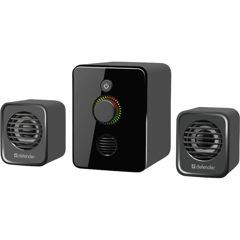 2.1 datora skaļruņi DEFENDER V12 11W RMS USB, 3,5 mm, zemfrekvences skaļrunis, melna, 223×115×130 mm
