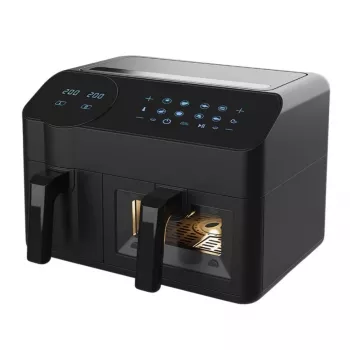 Elektriskā karstā gaisa fritieris Maestro MR-760 — galda virsmas dubultā konstrukcija, 3,5 l + 6 l, skārienjutīga vadība, 2000–2400 W, melns