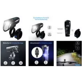 LED velosipēda priekšējais lukturis FISCHER 50690 — darbināms ar baterijām, melns