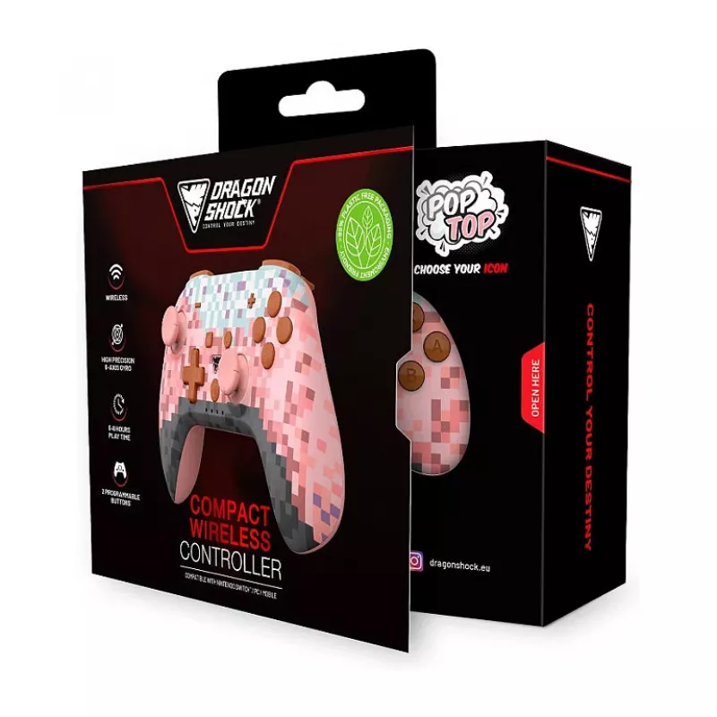 Dragonshock Controller Poptop bezvadu kubi rozā slēdzis