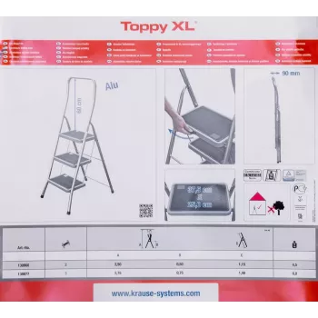 Krause saliekamais pakāpiens Toppy XL sudraba krāsā