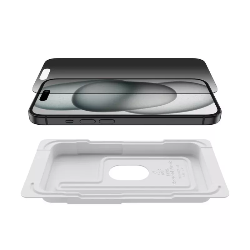 Ekrāna aizsargs Belkin ScreenForce priekš iPhone 16 rūdīts stikls ar privātuma filtru