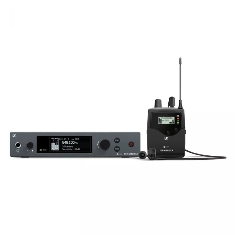 Iekšauss monitorēšanas sistēma Sennheiser EW IEM G4-A — UHF 516–558 MHz, korpusa uztvērējs, raidītājs, OLED/LCD, 16 Ω, 4–6 h darbības laiks