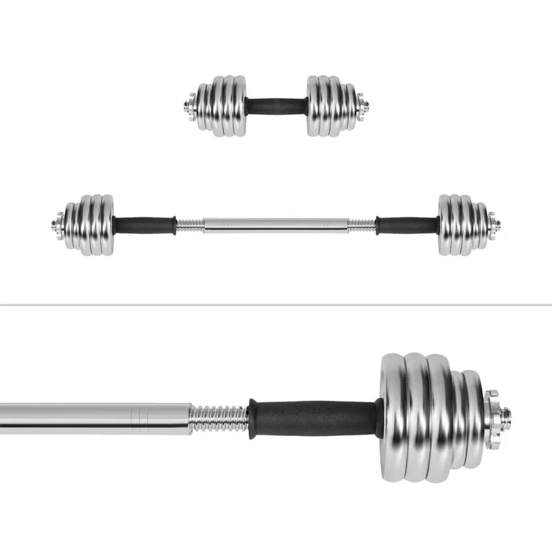 REBEL ACTIVE hromētas regulējamas hanteles futrālī 15 kg ar stieni