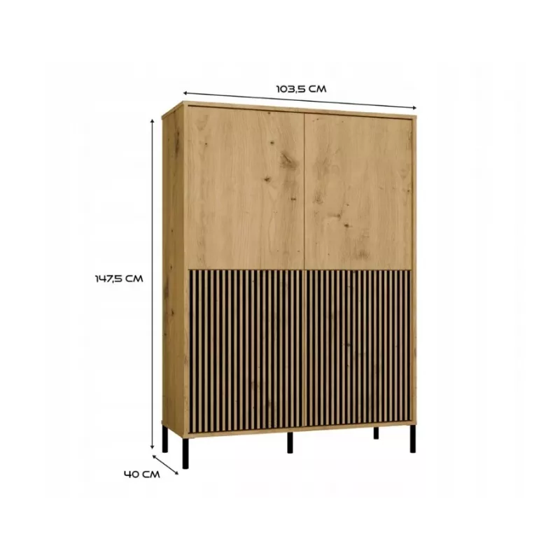 KAMARO 4DK plāns/GŁ ozols ARTISAN DISPLAY CABINET