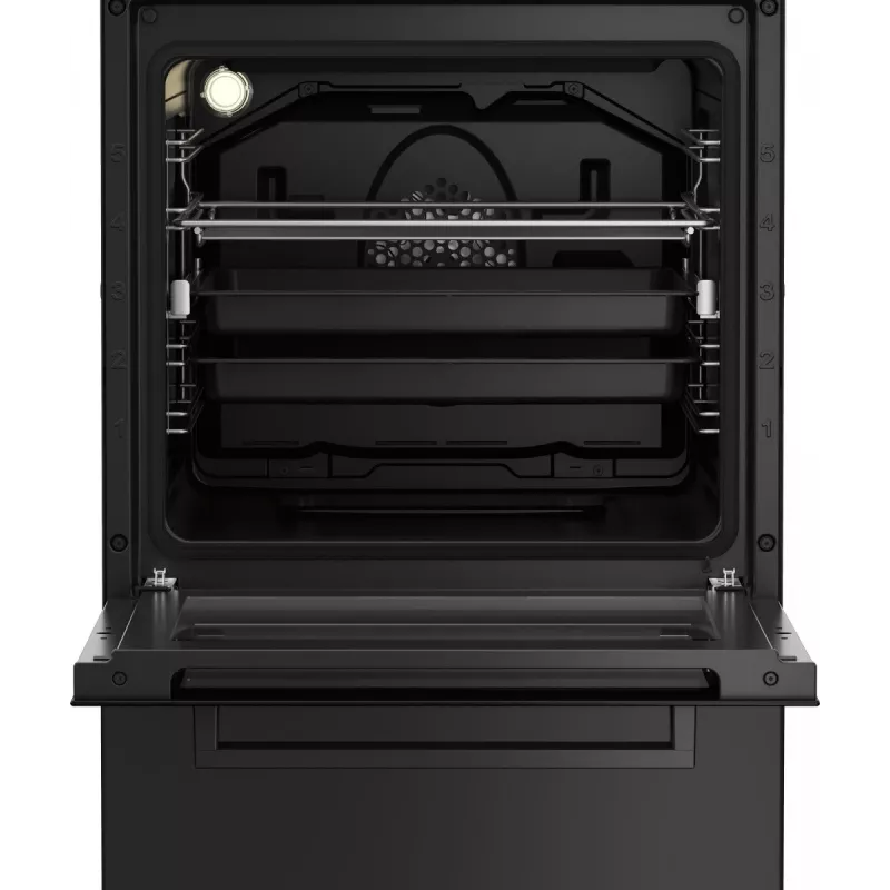 Brīvi stāvoša plīts BEKO FSM52331DBDS, gāzes plīts virsma 4 degļi (2900/2000/2000/1000 W), elektriskā cepeškrāsns 60 L, 60 cm, energoefektivitātes klase A, melna