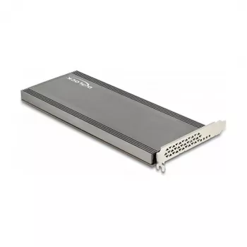 DeLOCK PCI Express 4.0 x16 karte ar 4 iekšējiem NVMe M.2 Key M slotiem, dzesēšanas radiatoru un ventilatoru