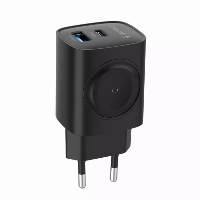 USB-A USB-C lādētājs 20W PowerDelivery Quick Charge 3.0, melns