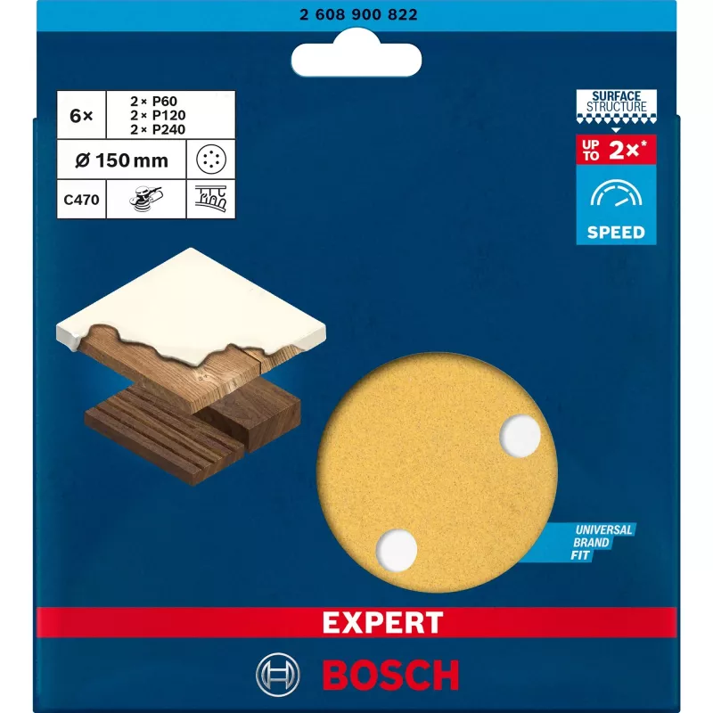 Slīpēšanas paliktņu komplekts Bosch Expert C470 Ø150 mm K60 K120 K240, 6 gab.