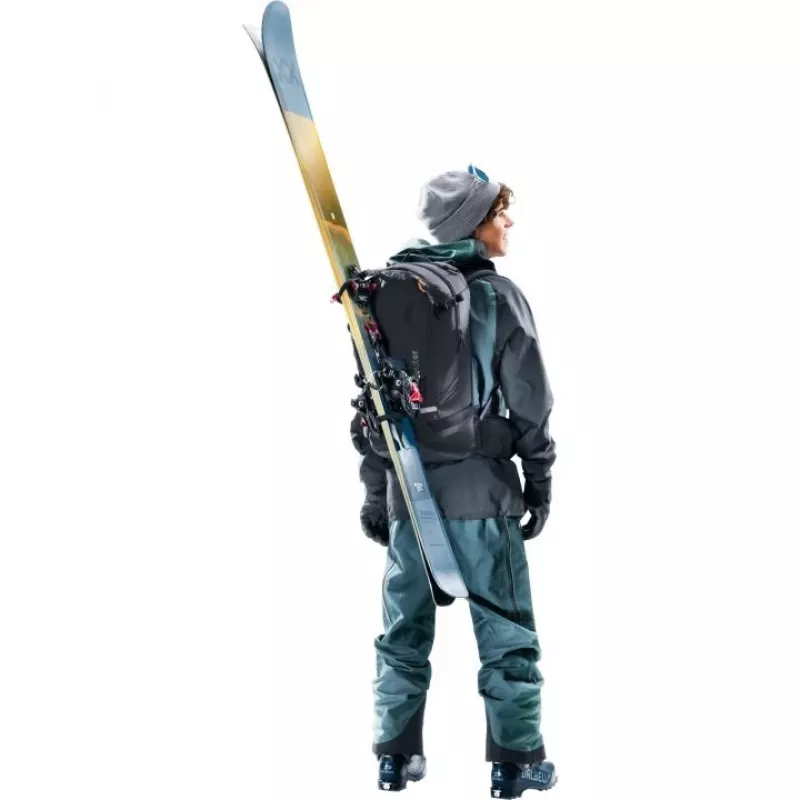 Mugursoma DEUTER Freerider Pro 34+ — tehniska freeride slēpošanas tūrisma mugursoma, 34 L, melna, ķiveres turētājs, gurnu josta