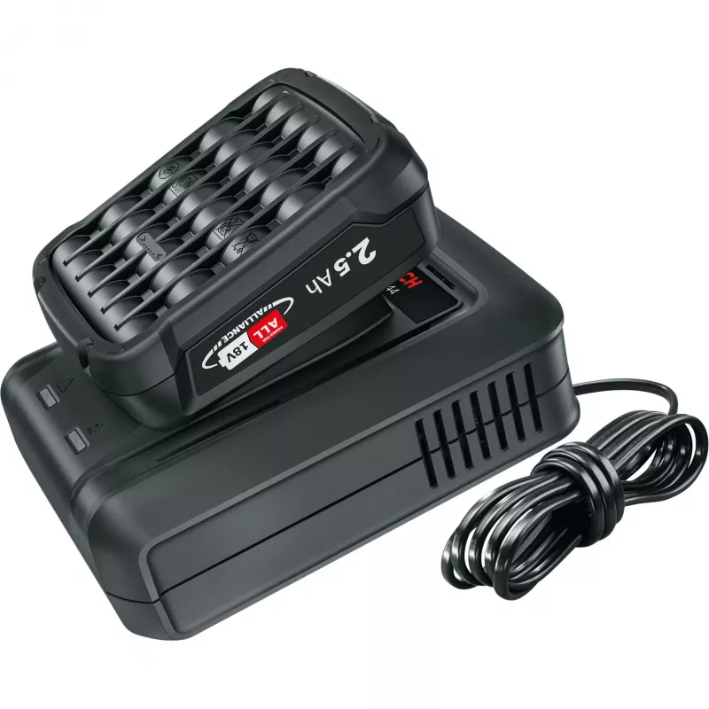 Akumulatora startera komplekts 18V 1x 2,5Ah + ātrais lādētājs AL 18V-44 (melns, litija jonu akumulators 2,5Ah, POWER FOR ALL ALLIANCE)