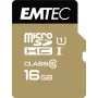 EMTEC Gold+ - Zibatmiņas karte (SD adapteris iekļauts) - 16GB - Class 10 - microSD - Gold (ECMSDM16GHC10GP)