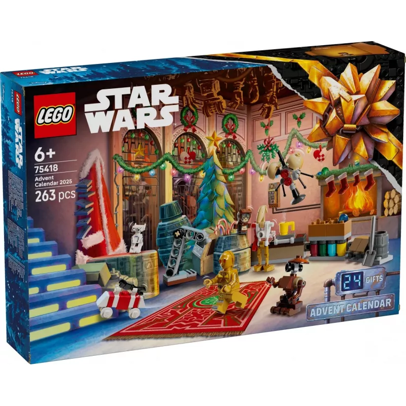 Konstruktoru rotaļlieta LEGO Star Wars Advent Calendar 2025 — komplekts 75418, sezonālas būvējamas minifigūras un modeļi