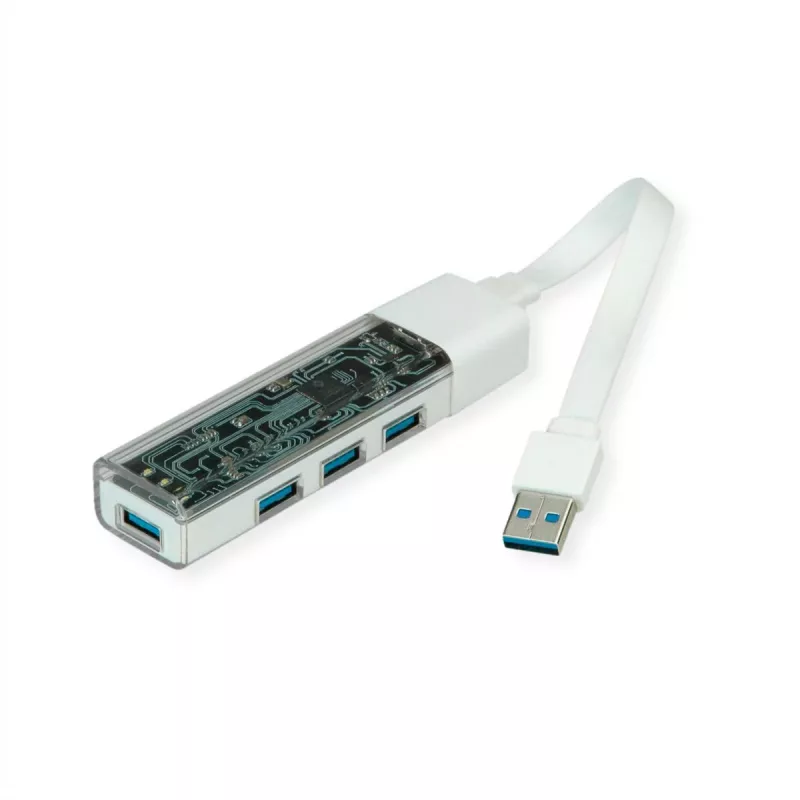 ROLINE mobils USB 3.2 Gen 1 centrmezgls, 4 porti, A+C savienojuma kabelis