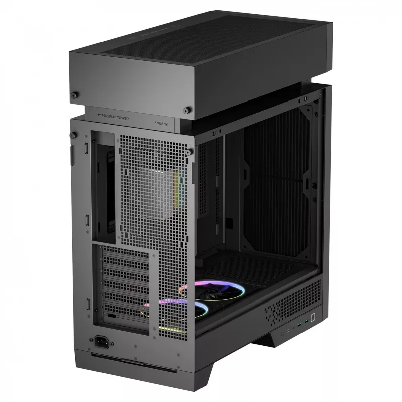 Galddatora korpuss DeepCool CL6600 Melns — atbalsta ATX/PS2/SFX/SFX-L PSU, 140 mm priekšējos ventilatorus, 120/140 mm augšējos/aizmugurējos, 2,5/3,5 collu diskus