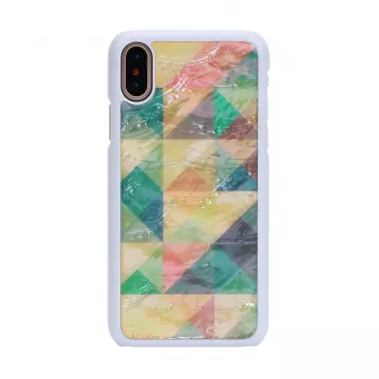 Aizsardzības viedtālruņa maciņš iKins iPhone XS/S mozaīka balts – ciets aizmugures panelis, dekoratīvs mozaīkas raksts
