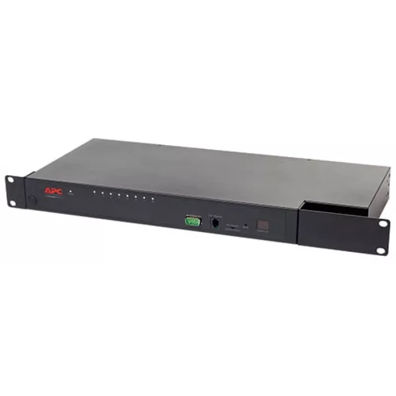 KVM slēdzis APC KVM0108A, 8 pieslēgvietu PS/2 VGA, 1U statne, 1600x1200, melna