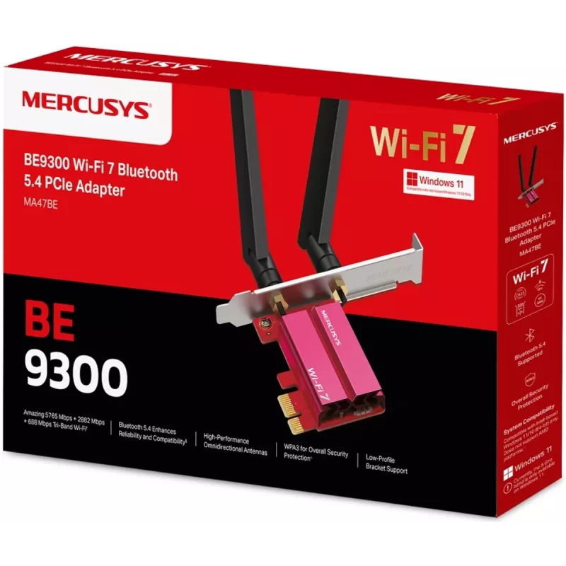 PCIe trīsjoslu WiFi 7 adapteris MERCUSYS MA47BE — ātrgaitas bezvadu savienojums