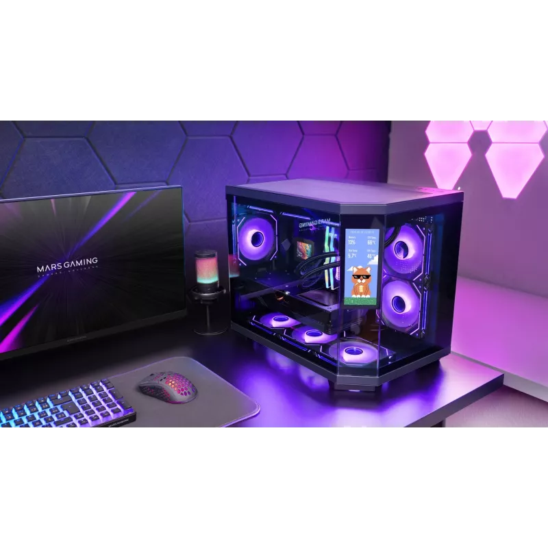 Mars Gaming MC3TCORELCDM datora korpuss Mini Tower melns
