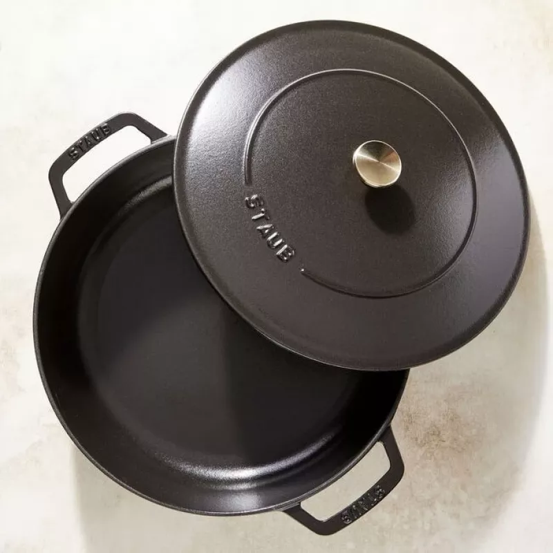 Saute panna ZWILLING STAUB BRAISERS apaļa 28 cm, melna, dibena Ø 22,2 cm
