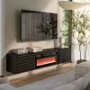 Cama RTV skapis TULA 183x35x37 melns matēts + melns kamīns
