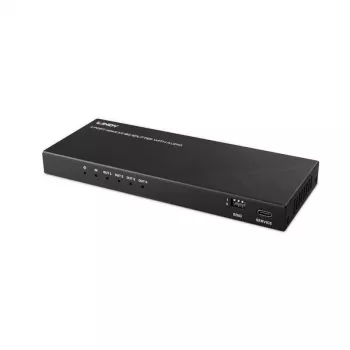 Lindy 4 Port HDMI 8K60 Splitteris ar audio, HDMI, 4x HDMI, 3,5 mm, 7680 x 4320 pikseļi, melns, metāls