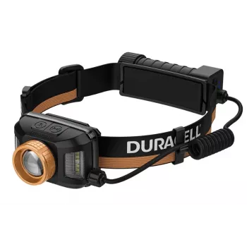 Galvaslampa Duracell DH1500R — melna/oranža, uzlādējama brīvroku gaisma