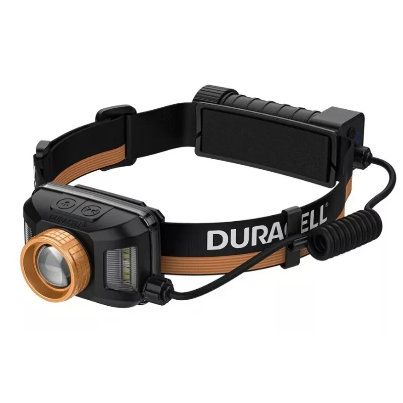 Galvaslampa Duracell DH1500R — melna/oranža, uzlādējama brīvroku gaisma