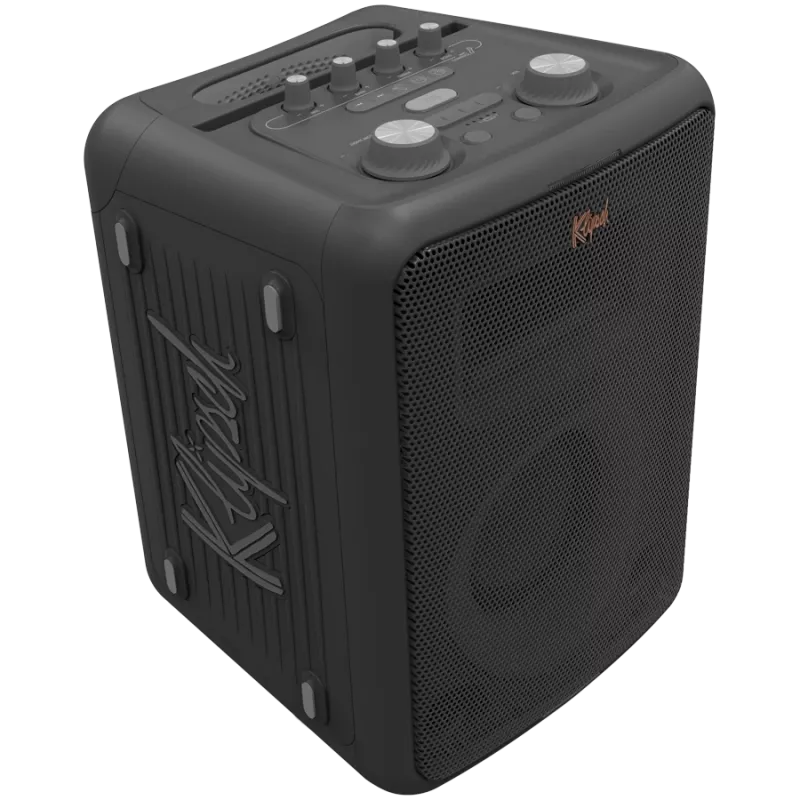 Ballīšu skaļrunis KLIPSCH Vegas — vadu un bezvadu, zemfrekvences skaļrunis 13,3 cm, 49–20000 Hz, 95 dB, darbināms ar baterijām, melns