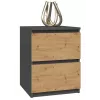 Topeshop W2 ANTRACYT/ARTISAN nightstand/Naktsskapītis 2 atvilktne(s) antracīts, ozols