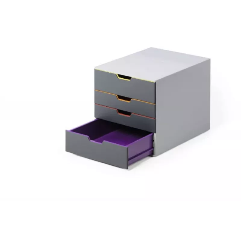 Atvilktņu bloks Durable VARICOLOR pelēks plastmasa 4 atvilktnes