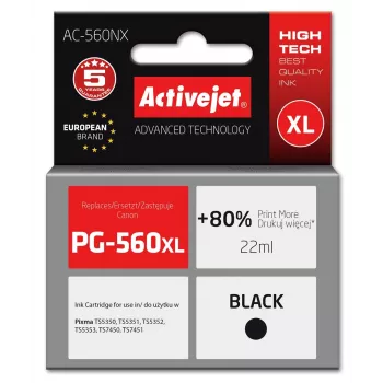 Activejet AC-560NX tinte (aizstāj Canon PG-560XL; Supreme; 22 ml; melna)
