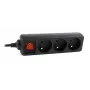 Gembird EG-PSU3F-01 pārsprieguma aizsargs Melns 3 AC kontaktligzdas 230 V 0,6 m