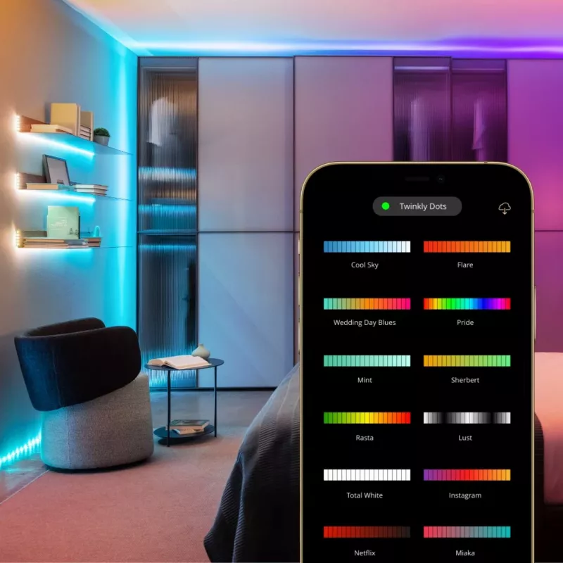Twinkly Dots 60 RGB USB viedās gaismas, 3 m, melns