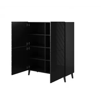 Shelving unit ABETO 100.5 x 40 x 121.5 cm melns/glancēts melns