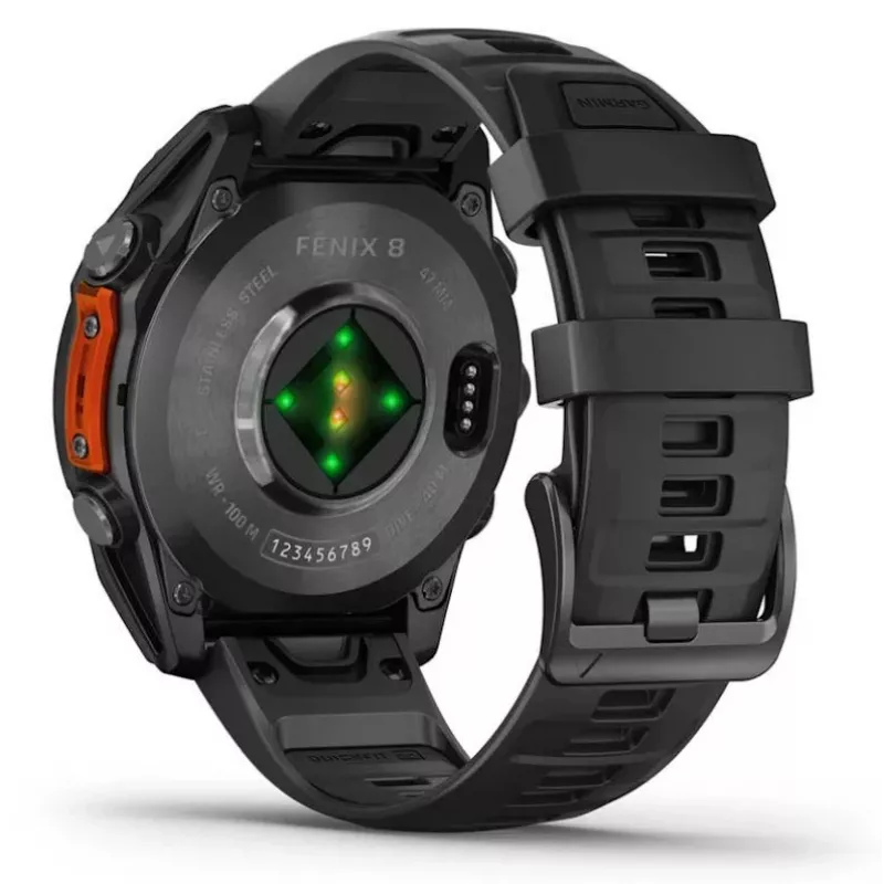 Garmin Fenix 8 3.56 cm (1.4) AMOLED 47 mm Digital 454 x 454 pikseļi Skārienekrāns Melns Wi-Fi GPS (satelīts)