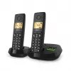 Bezvadu analogais/DECT telefons Gigaset PURE 100A Duo — 2 klausules, skaļrunis, zvanītāja ID, 1,5 collu displejs, melns