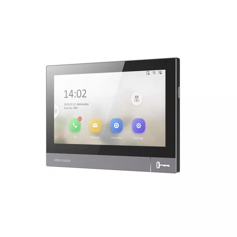 Video domofona iekštelpu bloks Hikvision DS-KH8381-WTE1 7 collas 1024x600, PoE, Wi‑Fi, MicroSD