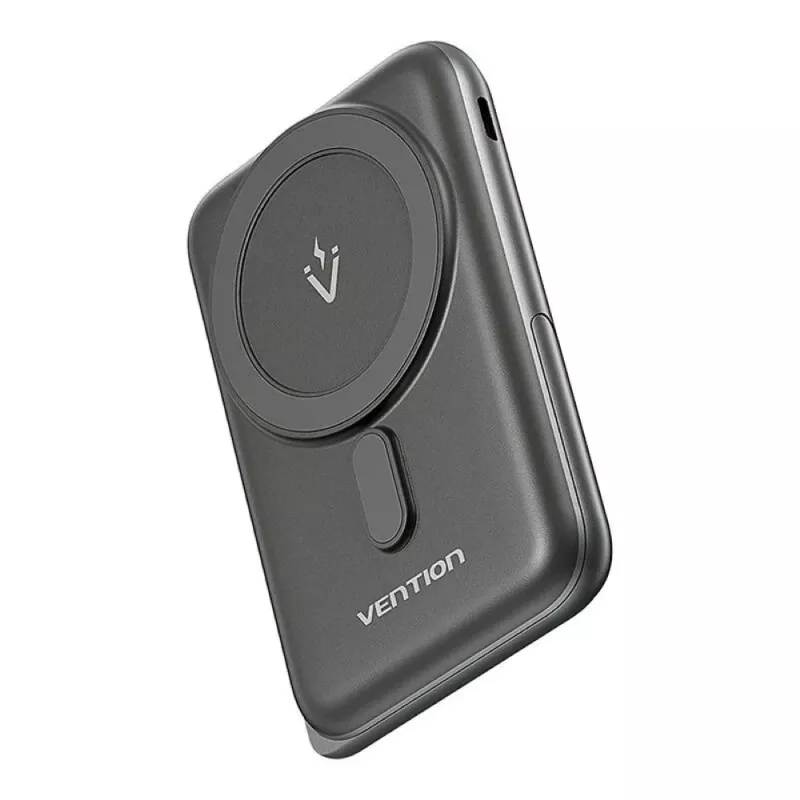Ārējais akumulators Vention 10000mAh Magnetic Wireless 20W, 1×USB-C, bezvadu uzlāde, melns