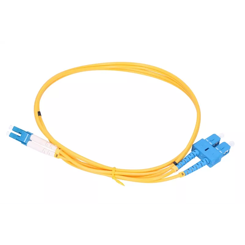 Optiskās šķiedras komutācijas kabelis Extralink EX.3630, 0,5 m, G.657.A1, SC uz LC, FTTH, duplekss, dzeltens