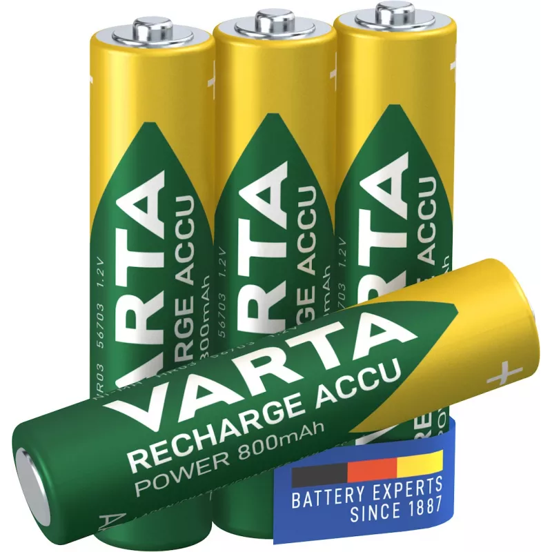 VARTA HR03 AAA uzlādējamā akumulatora baterija Accu Power 800 mAh 56703 4 gab. Zaļš