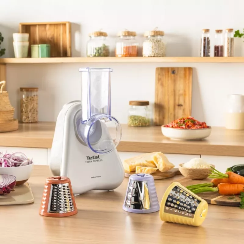 Elektriskais dārzeņu smalcinātājs Tefal Fresh Express DN853BE0 — 150 W, 3 maināmi uzgaļi, 1 ātrums, krēmkrāsa