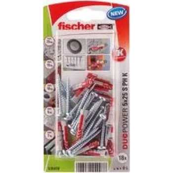 Fischer DuoPower 5 x 25 S PH K NV sienas dībelis 25 mm 535478 1 komplekts (535478)