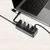 USB3.2 Gen1 HUB, 4xUSB-A ar ieslēgšanas/izslēgšanas slēdzi