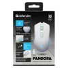 Bezvadu spēļu pele DEFENDER Pandora balta — piemērota abām rokām, 3200 DPI, 6 pogas, programmējama, optiska, USB