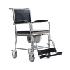 Tualetes ratiņkrēsls MDH PLW006VC — salokāms tērauda komodes krēsls, 4 riteņi, maksimālā slodze 110 kg, sēdeklis 43×43 cm, platums 530 mm, svars 11,2 kg
