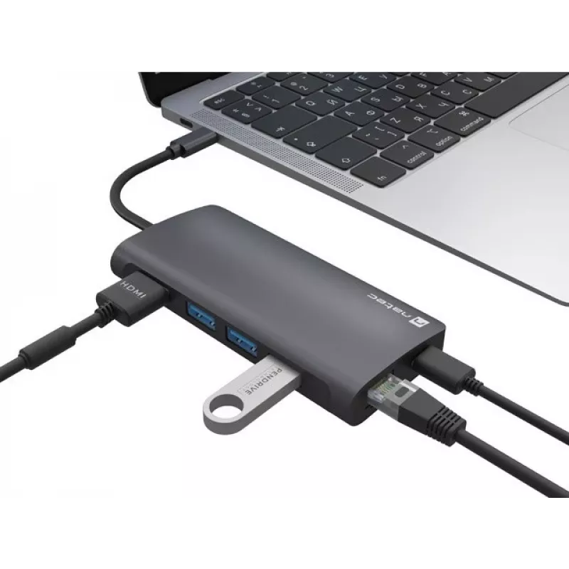 Dokstacija NATEC NMP-2162 USB 3.2 Gen 1 Type-C pelēka, vadu